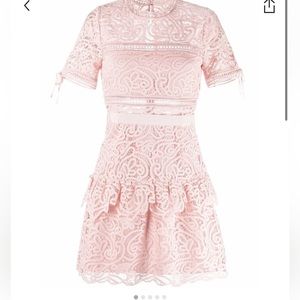 NWOT self portrait pink lace mini dress